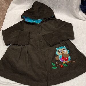 Maria Elena BoutiqueStyle swing corduroy fleece lined Adorable OWL Coat 7/8